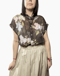 CAMICIA COLLO COREANA FLOWERS SUSY MIX - XE BLU ABBIGLIAMENTO