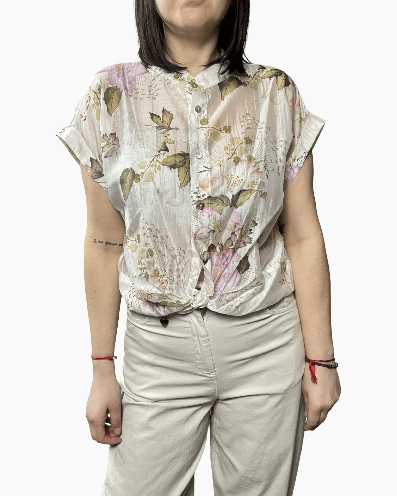 CAMICIA COLLO COREANA FLOWERS SUSY MIX - XE BLU ABBIGLIAMENTO