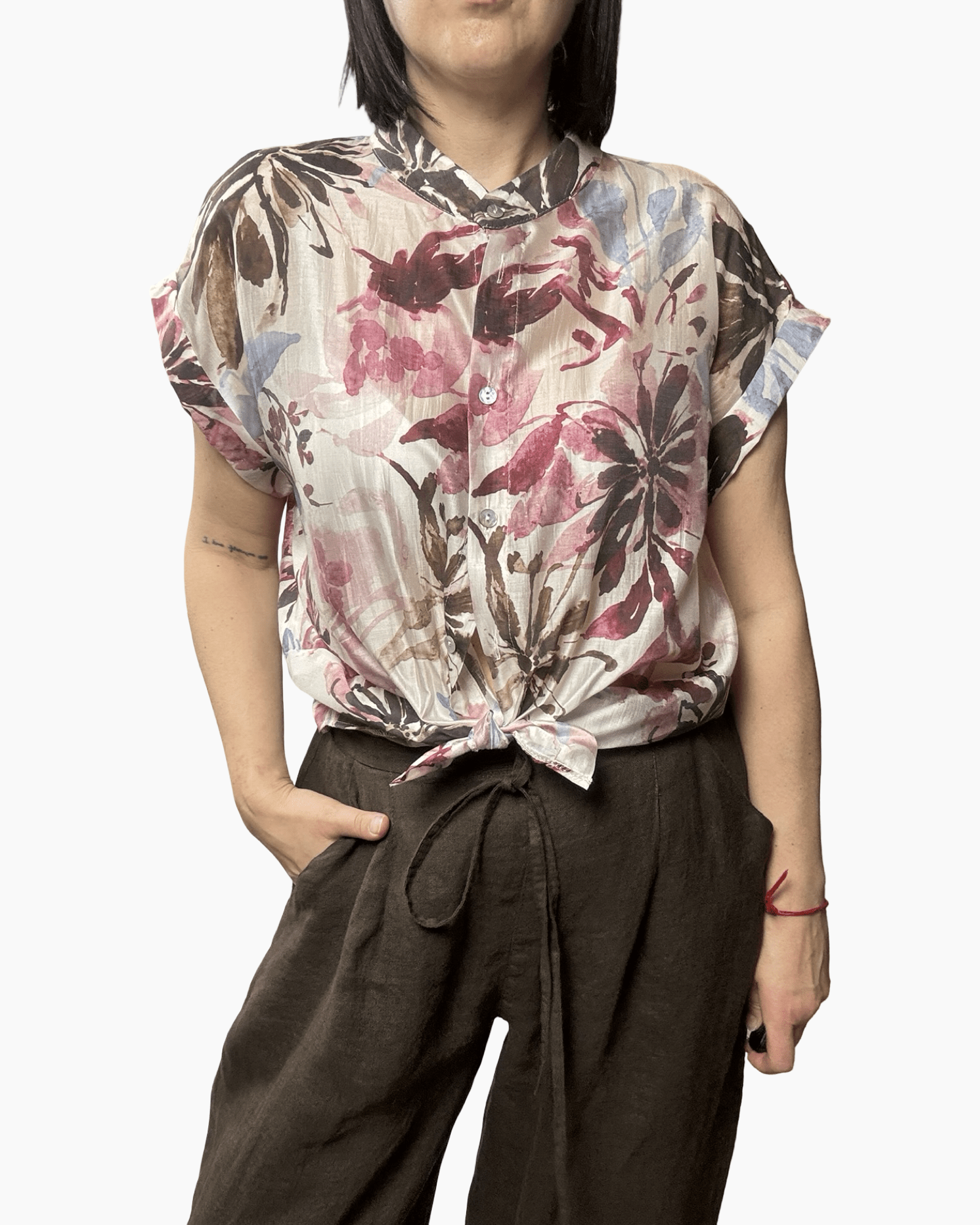 CAMICIA COLLO COREANA MULTIFANTASIE SUSY MIX - XE BLU ABBIGLIAMENTO