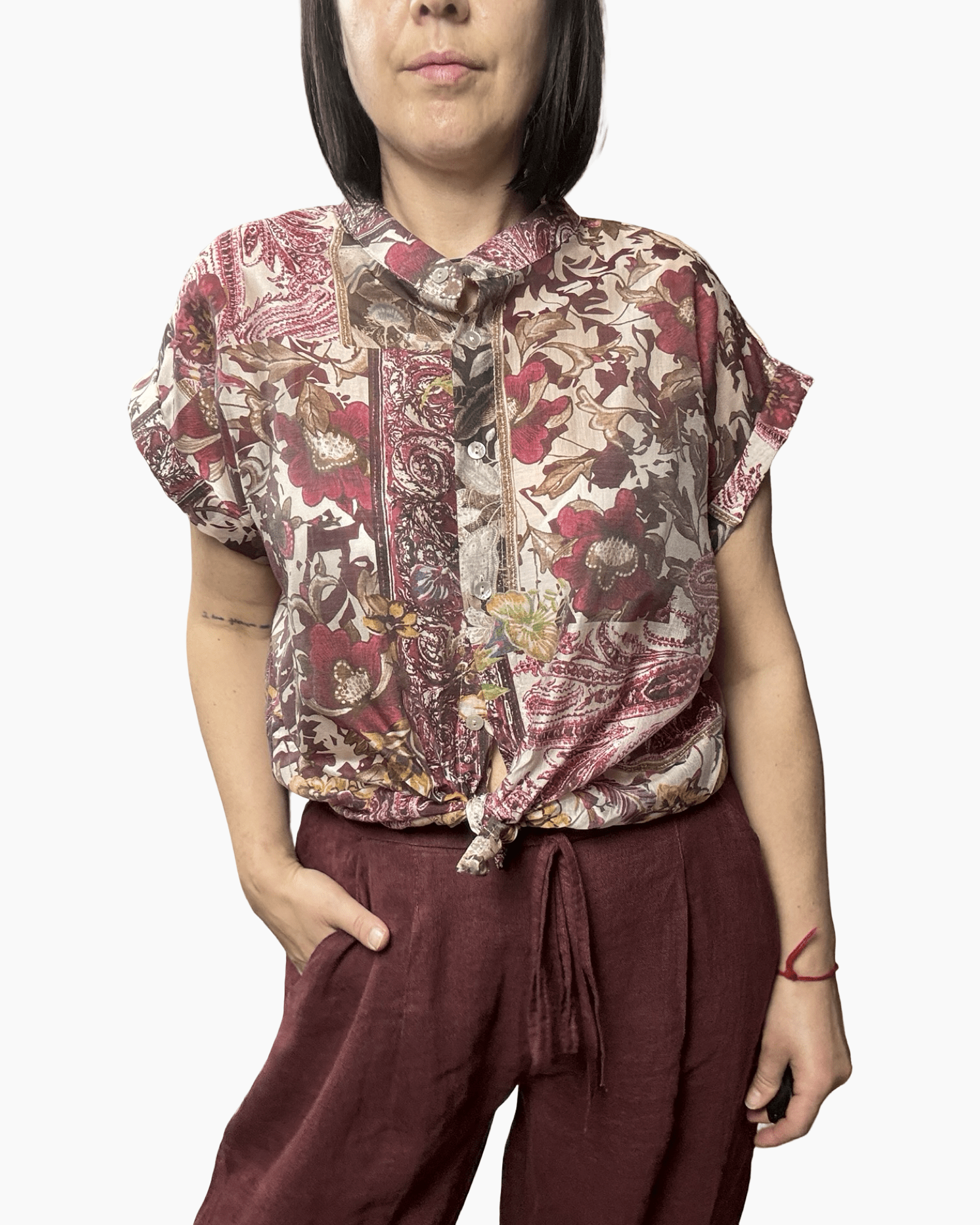 CAMICIA COLLO COREANA MULTIFANTASIE SUSY MIX - XE BLU ABBIGLIAMENTO