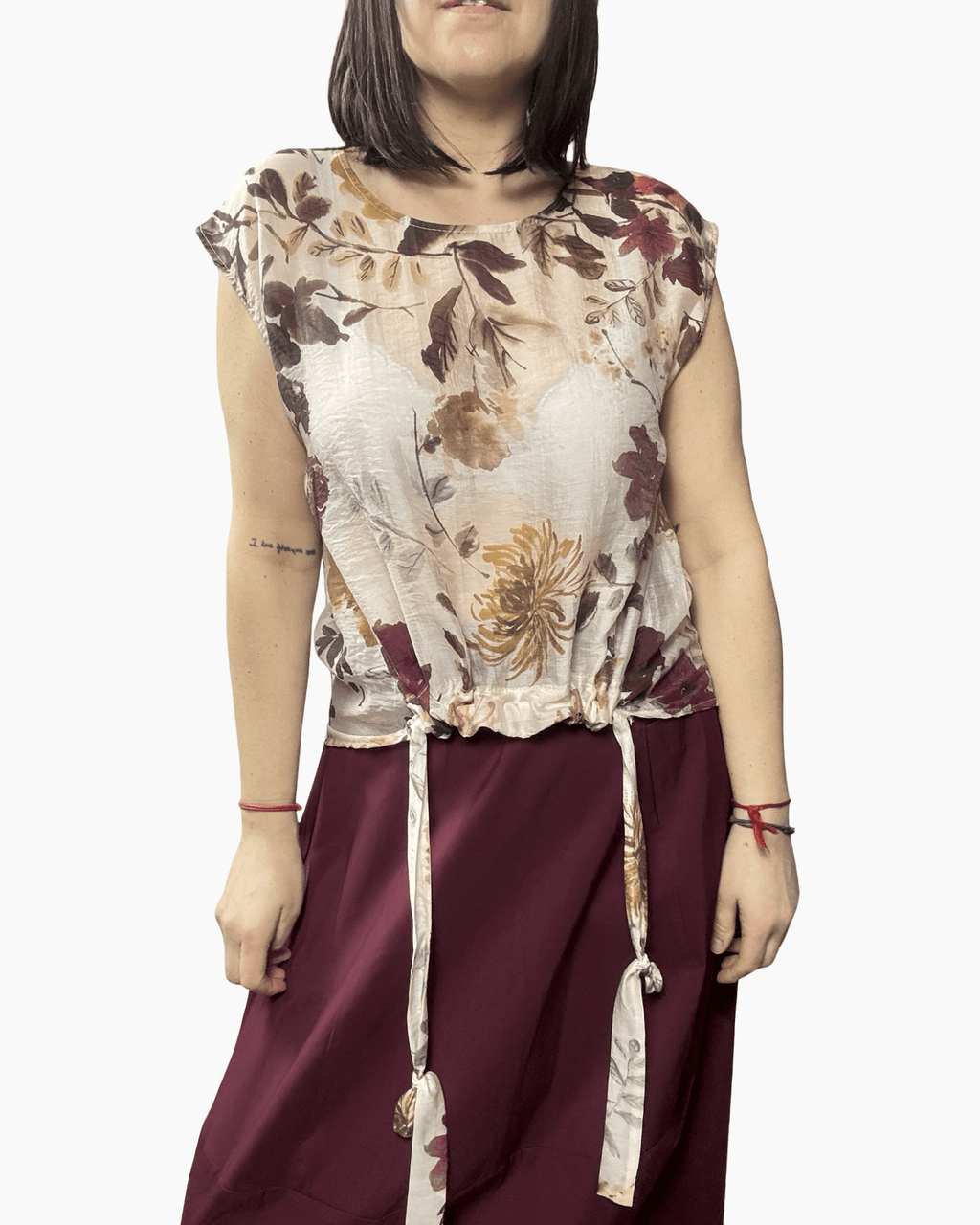 CAMICIA CON COULISSE A FIORI VICOLO - XE BLU ABBIGLIAMENTO