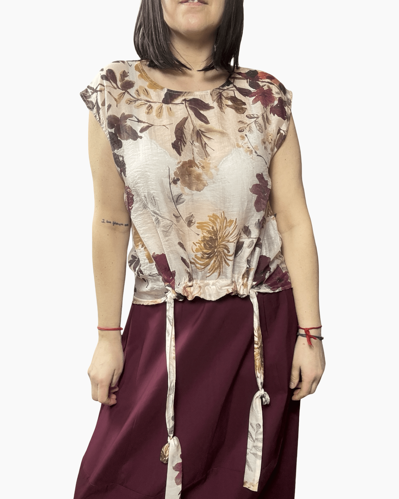 CAMICIA CON COULISSE A FIORI VICOLO - XE BLU ABBIGLIAMENTO