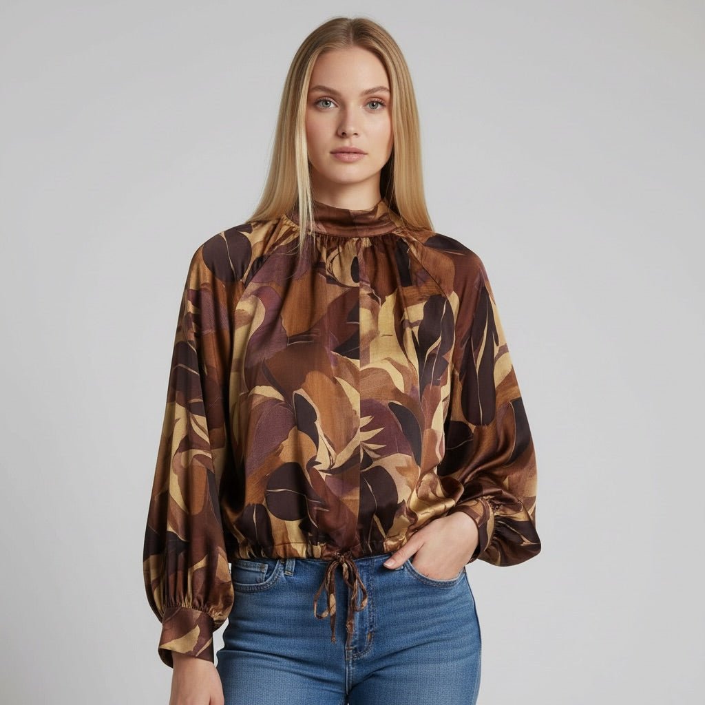 CAMICIA CON COULISSE SUSY MIX - XE BLU Abbigliamento Donna