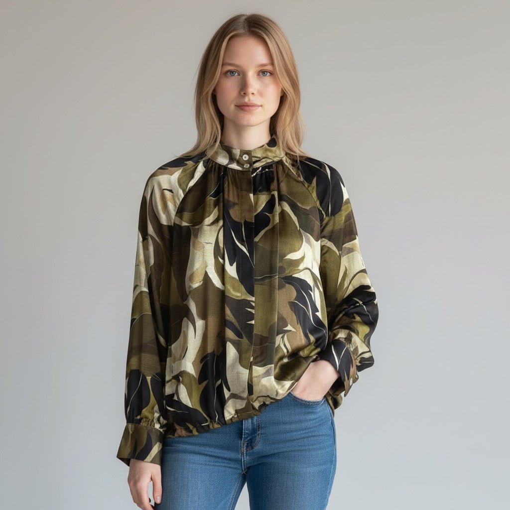 CAMICIA CON COULISSE SUSY MIX - XE BLU Abbigliamento Donna
