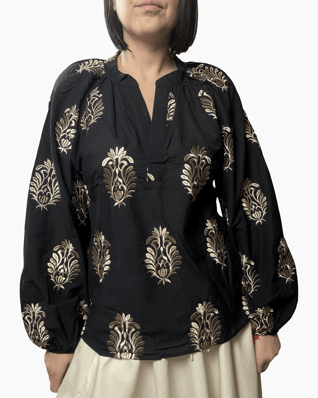 CAMICIA CON RICAMI SUSY MIX - XE BLU ABBIGLIAMENTO