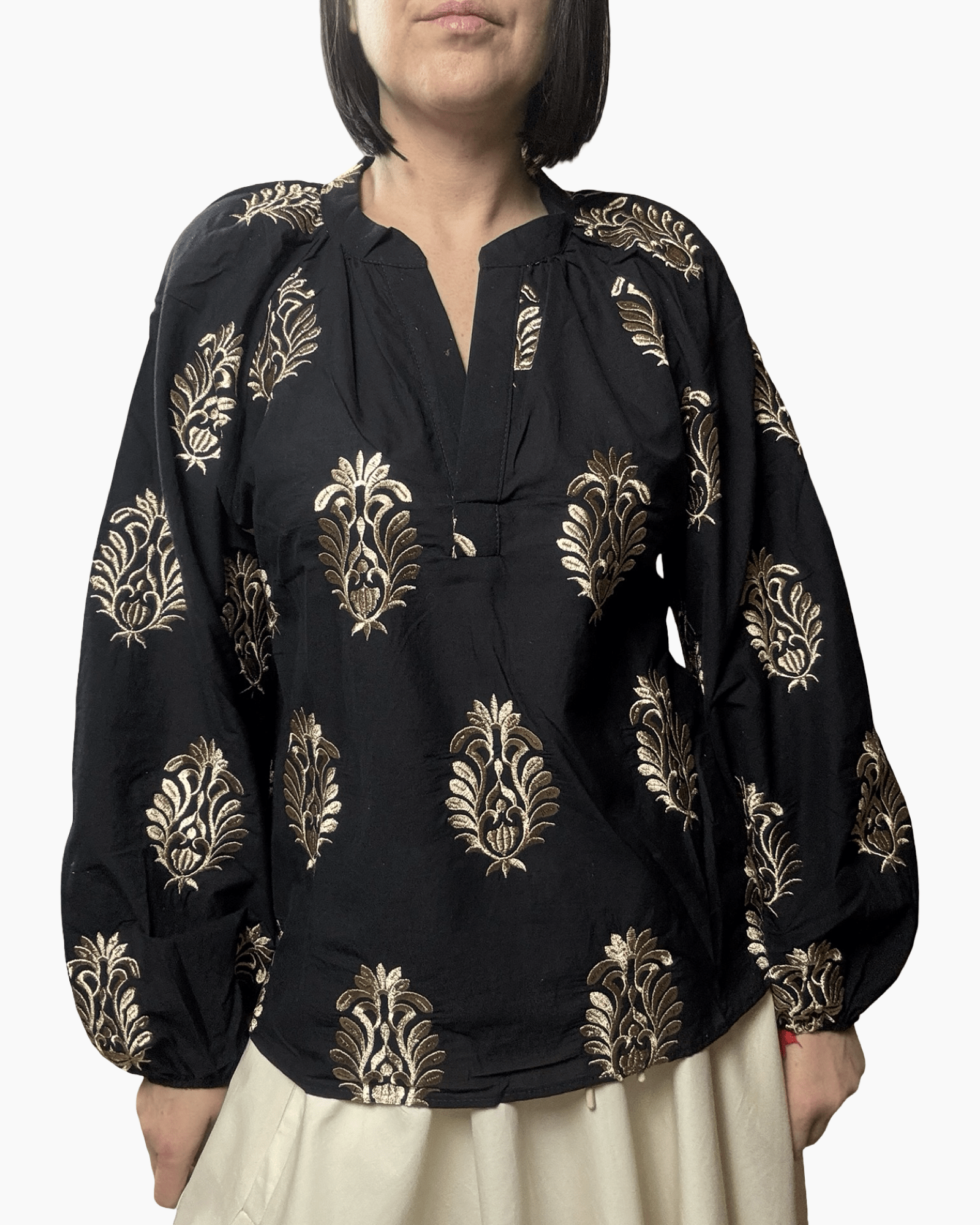 CAMICIA CON RICAMI SUSY MIX - XE BLU ABBIGLIAMENTO