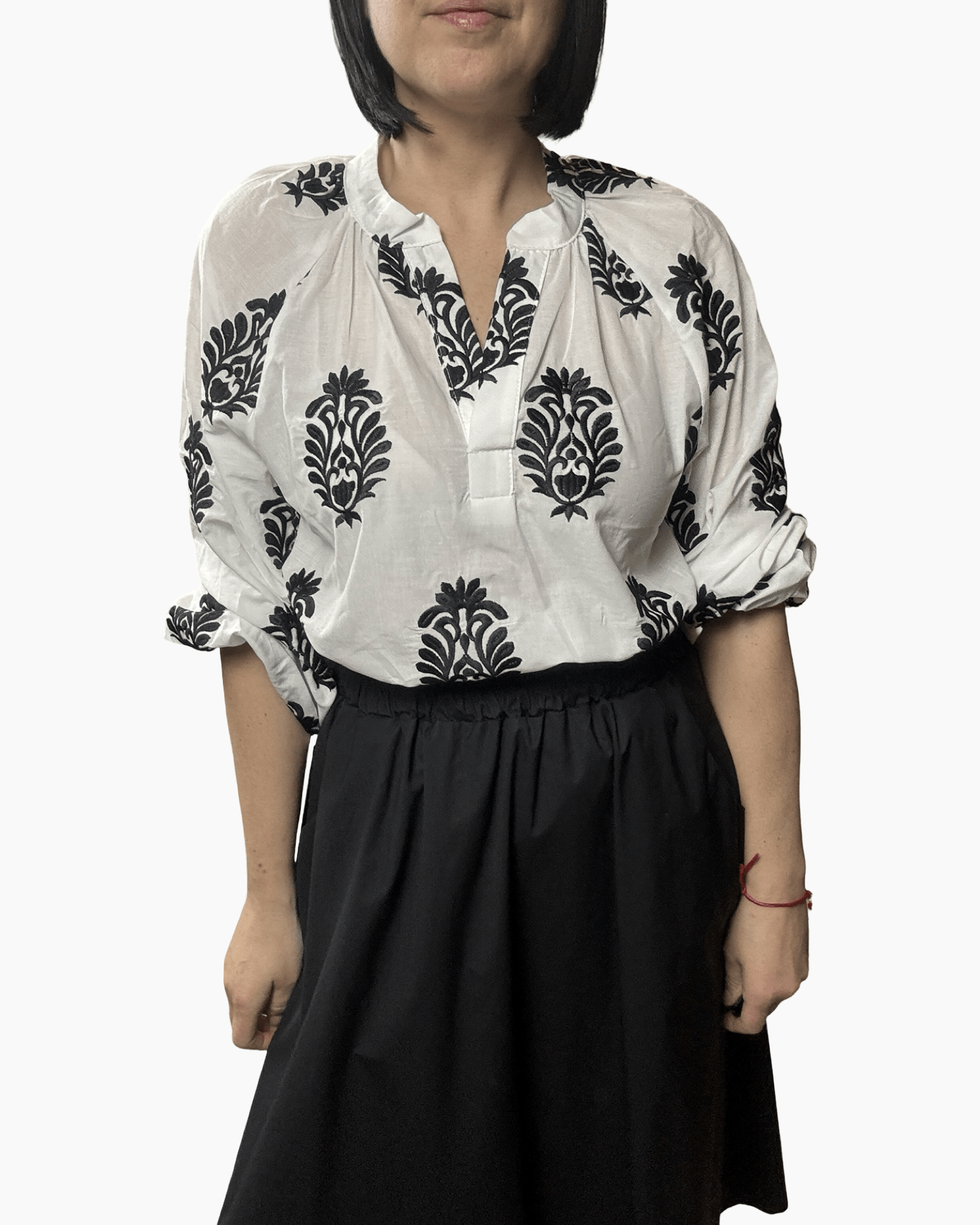 CAMICIA CON RICAMI SUSY MIX - XE BLU ABBIGLIAMENTO