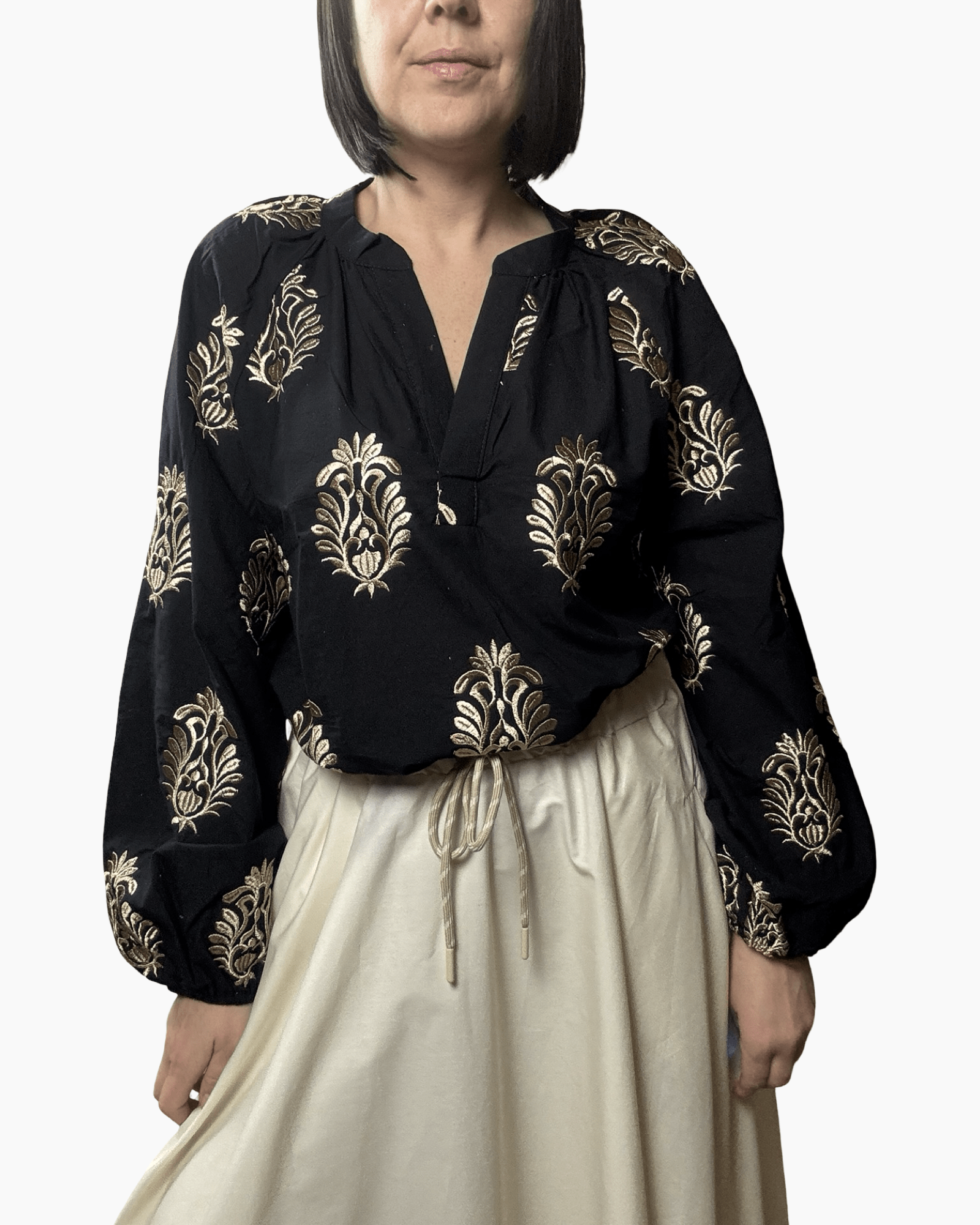 CAMICIA CON RICAMI SUSY MIX - XE BLU ABBIGLIAMENTO