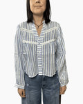CAMICIA CROPPED RIGATA SUSY MIX - XE BLU ABBIGLIAMENTO