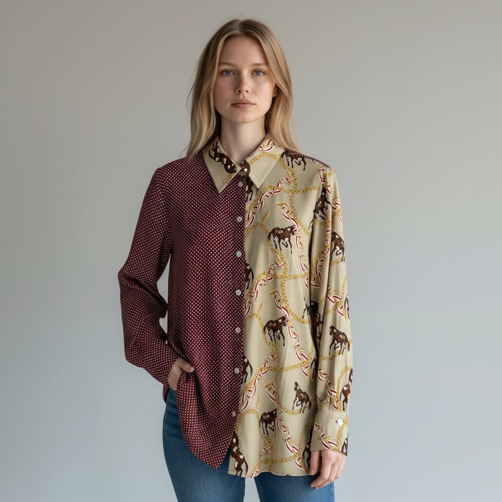 CAMICIA DOPPIA FANTASIA DIXIE - XE BLU Abbigliamento Donna