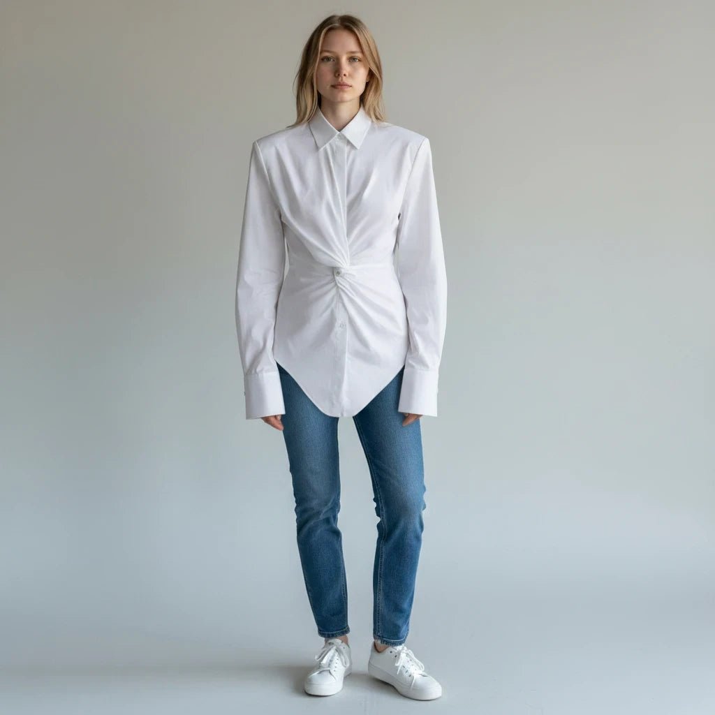 CAMICIA ELEGANTE DONNA CON DETTAGLIO INCROCIATO - XE BLU Abbigliamento Donna