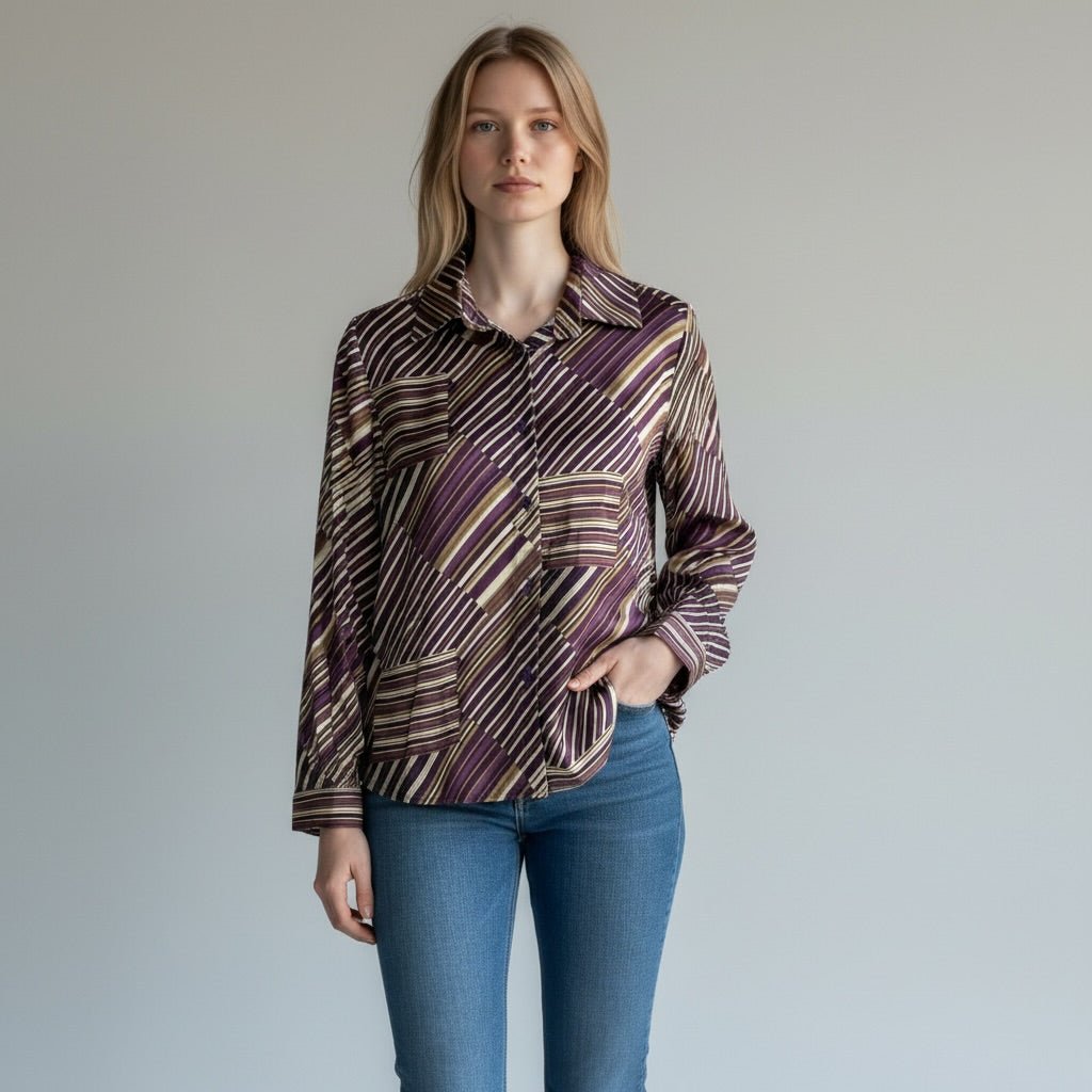 CAMICIA FANTASIA ASIMMETRICA SUSY MIX - XE BLU Abbigliamento Donna