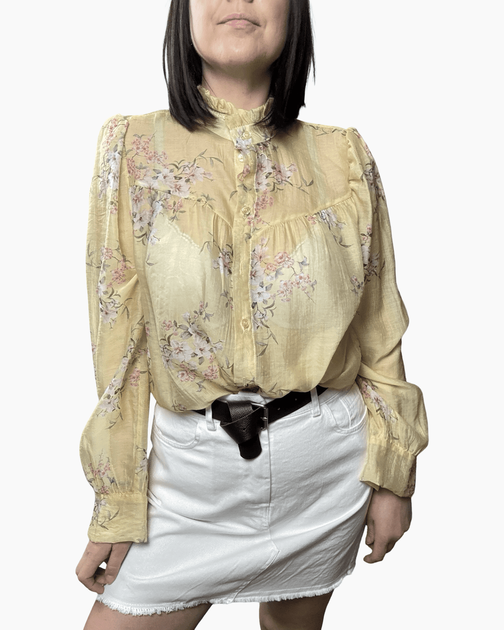 CAMICIA FLOREALE COLLO A COREANA SUSY MIX - XE BLU ABBIGLIAMENTO