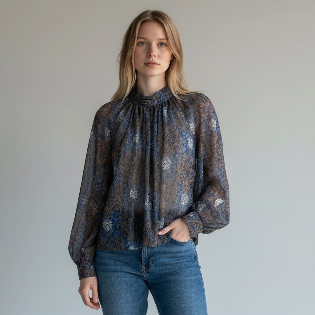 CAMICIA FLOREALE SUSY MIX - XE BLU Abbigliamento Donna