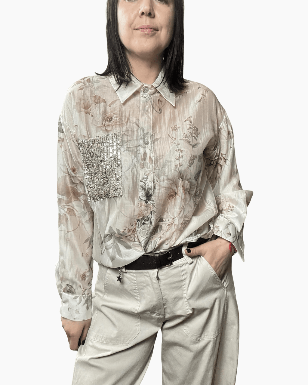 CAMICIA FLOREALE TASCA SUSY MIX - XE BLU ABBIGLIAMENTO