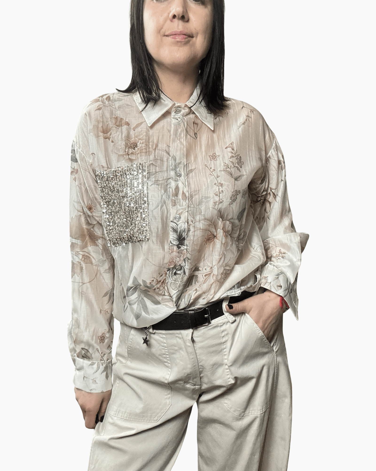 CAMICIA FLOREALE TASCA SUSY MIX - XE BLU ABBIGLIAMENTO