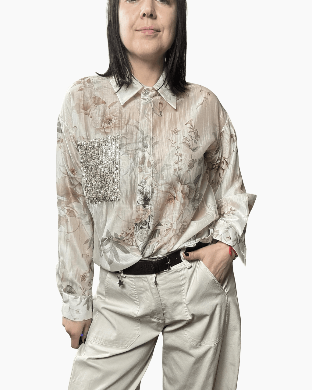 CAMICIA FLOREALE TASCA SUSY MIX - XE BLU ABBIGLIAMENTO