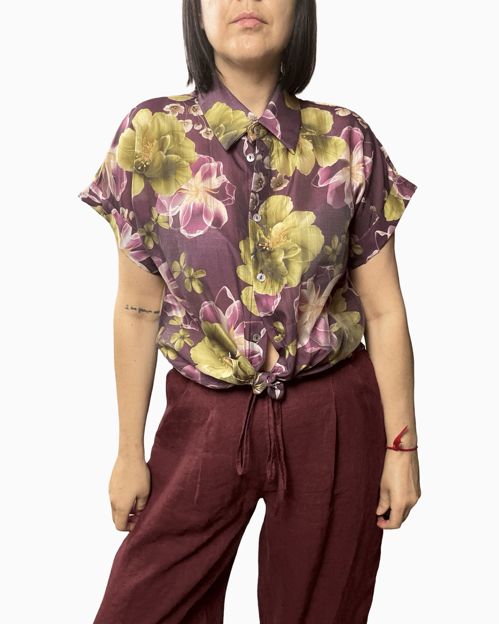 CAMICIA FLOWERS VIOLA SUSY MIX - XE BLU ABBIGLIAMENTO