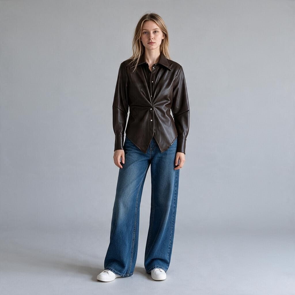 CAMICIA IN ECOPELLE TENSIONE IN - XE BLU Abbigliamento Donna