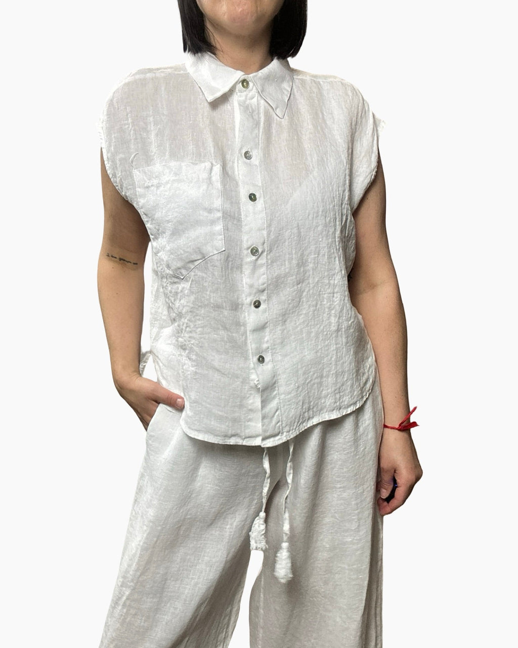 CAMICIA IN LINO ST TROPEZ MOTEL - XE BLU ABBIGLIAMENTO