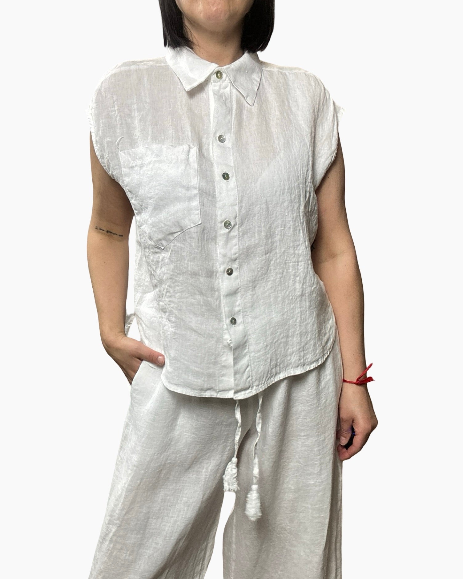 CAMICIA IN LINO ST TROPEZ MOTEL - XE BLU ABBIGLIAMENTO