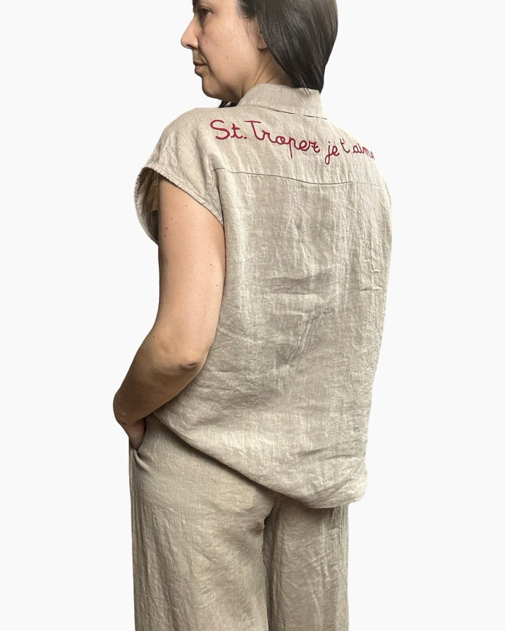 CAMICIA IN LINO ST TROPEZ MOTEL - XE BLU ABBIGLIAMENTO