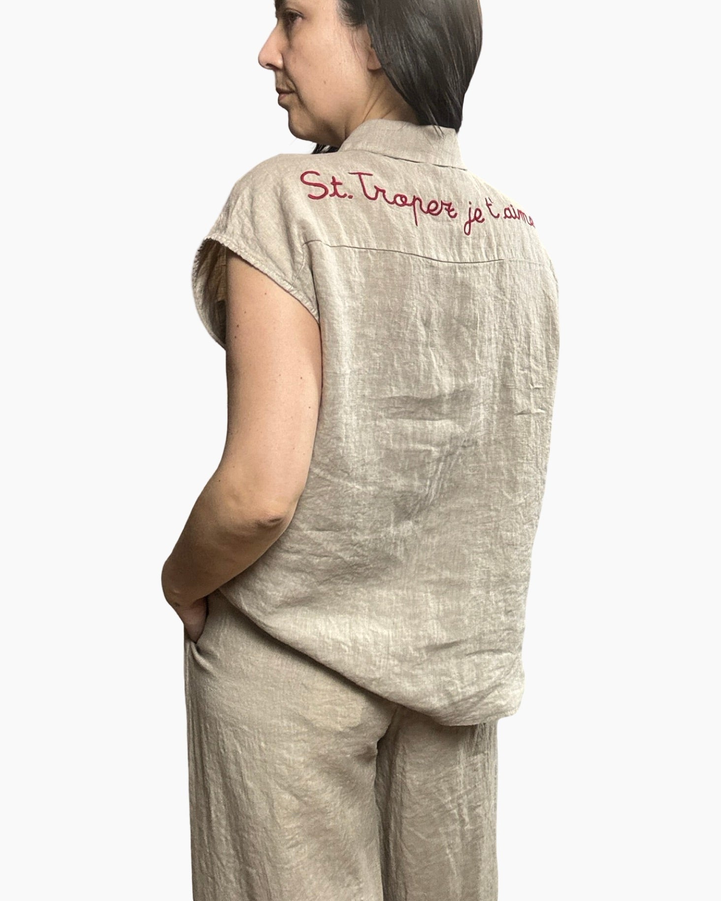 CAMICIA IN LINO ST TROPEZ MOTEL - XE BLU ABBIGLIAMENTO