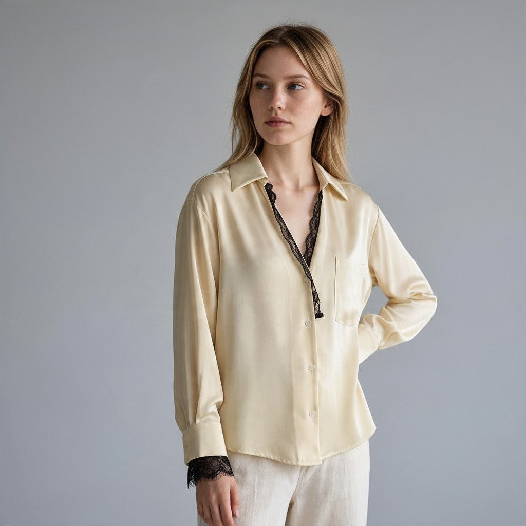 CAMICIA INSERTO PIZZO HAVEONE - XE BLU Abbigliamento Donna