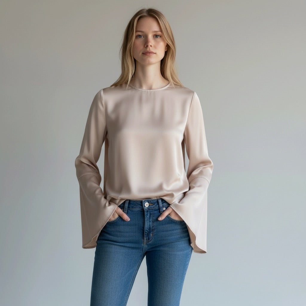CAMICIA MANICA A TULIPANO SUSY MIX - XE BLU Abbigliamento Donna