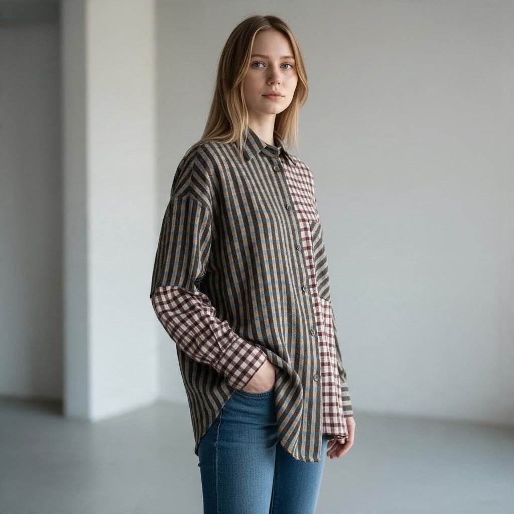 CAMICIA MULTI CHECK DIXIE - XE BLU Abbigliamento Donna