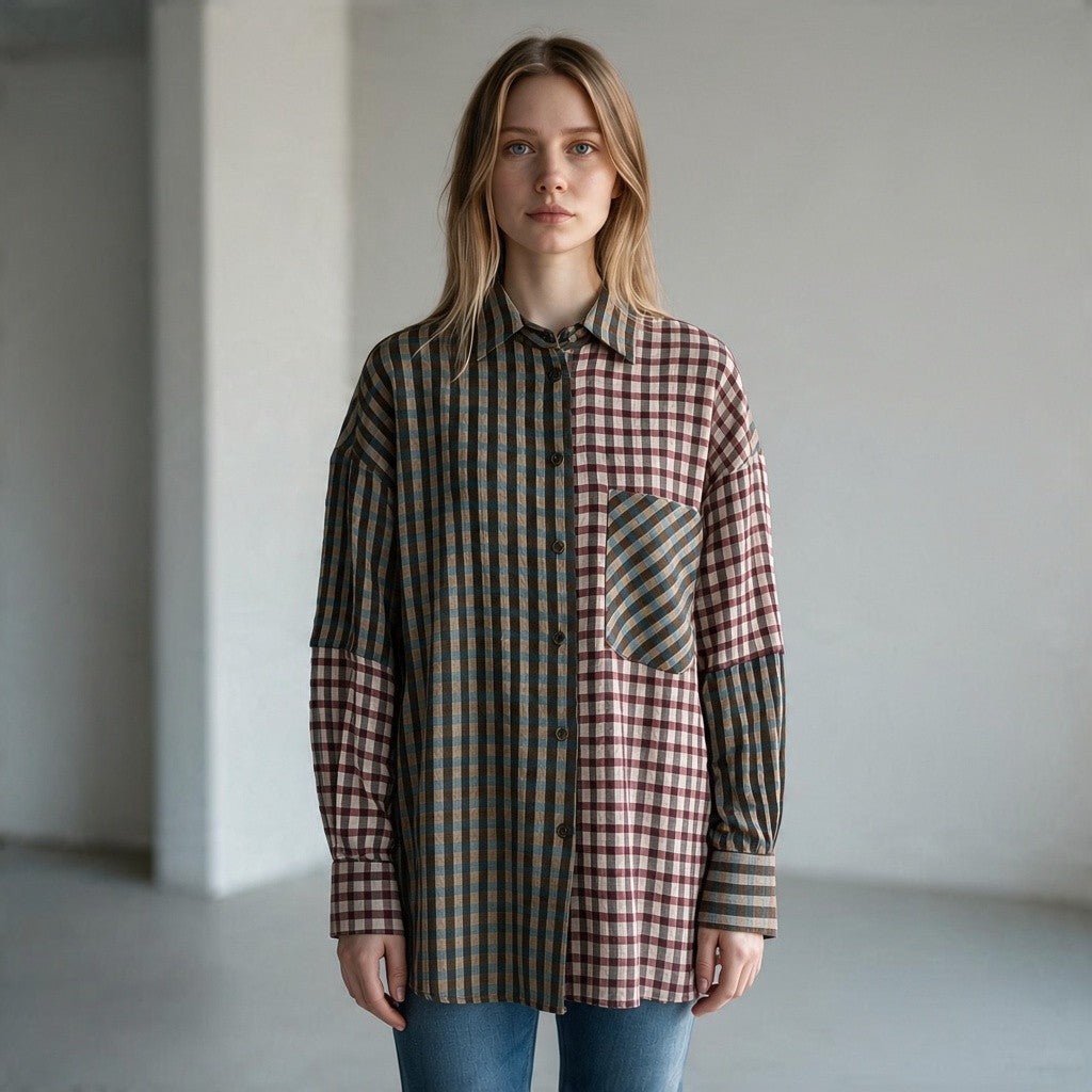 CAMICIA MULTI CHECK DIXIE - XE BLU Abbigliamento Donna