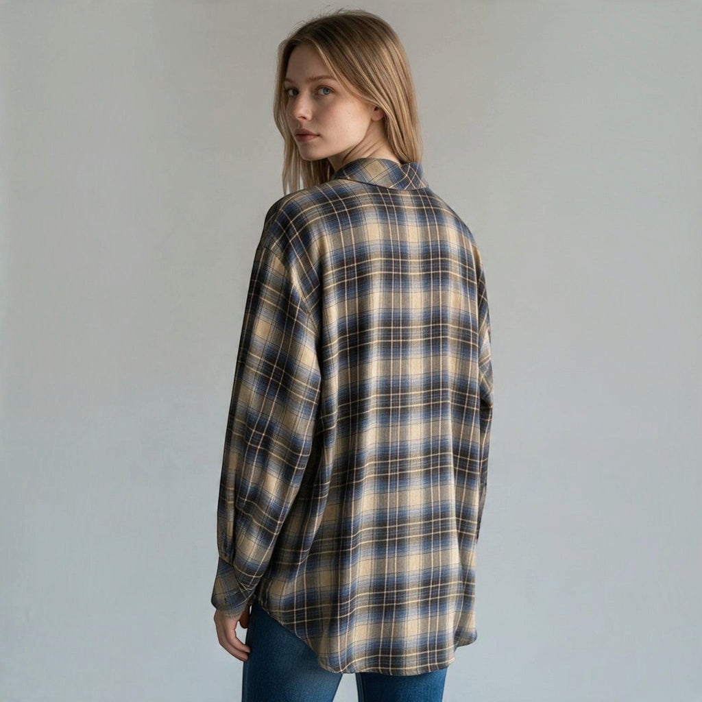 CAMICIA OVER CON SPILLA HAVEONE - XE BLU Abbigliamento Donna
