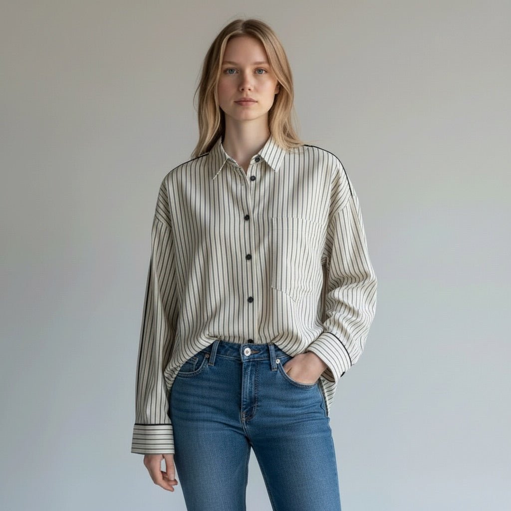 CAMICIA OVER RIGATA SUSY MIX - XE BLU Abbigliamento Donna
