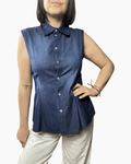 CAMICIA PEPLO IN CHAMBRAY SUSY MIX - XE BLU ABBIGLIAMENTO