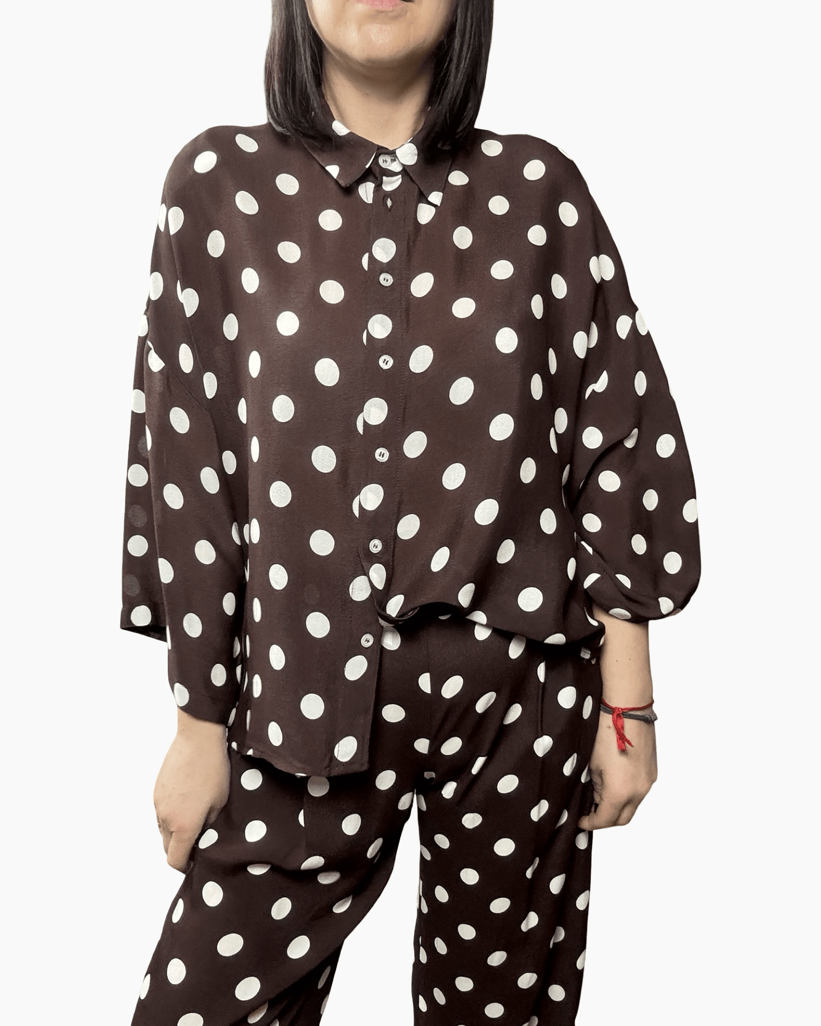 CAMICIA POIS MARRONE DIXIE - XE BLU ABBIGLIAMENTO