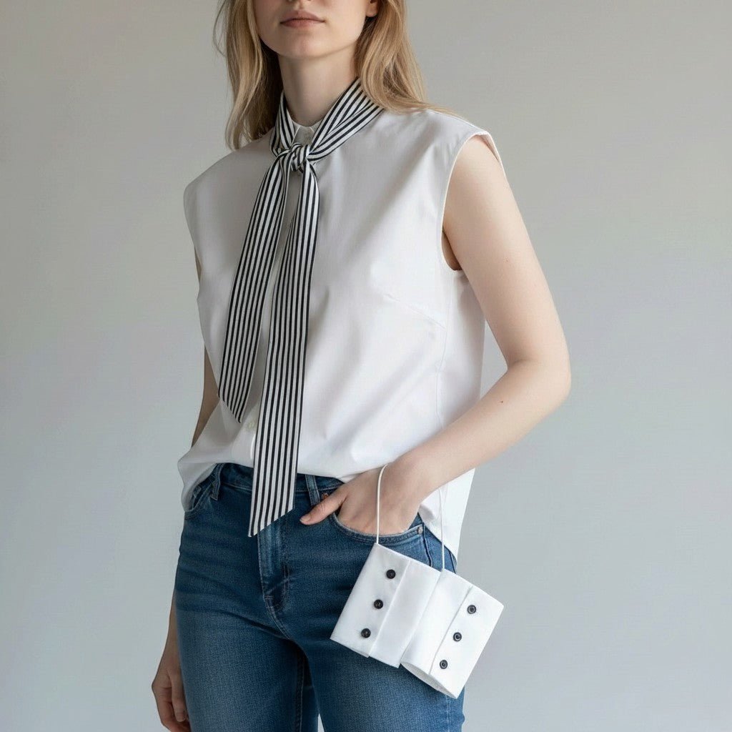 CAMICIA POLSINI STACCATI TENSIONE IN - XE BLU Abbigliamento Donna
