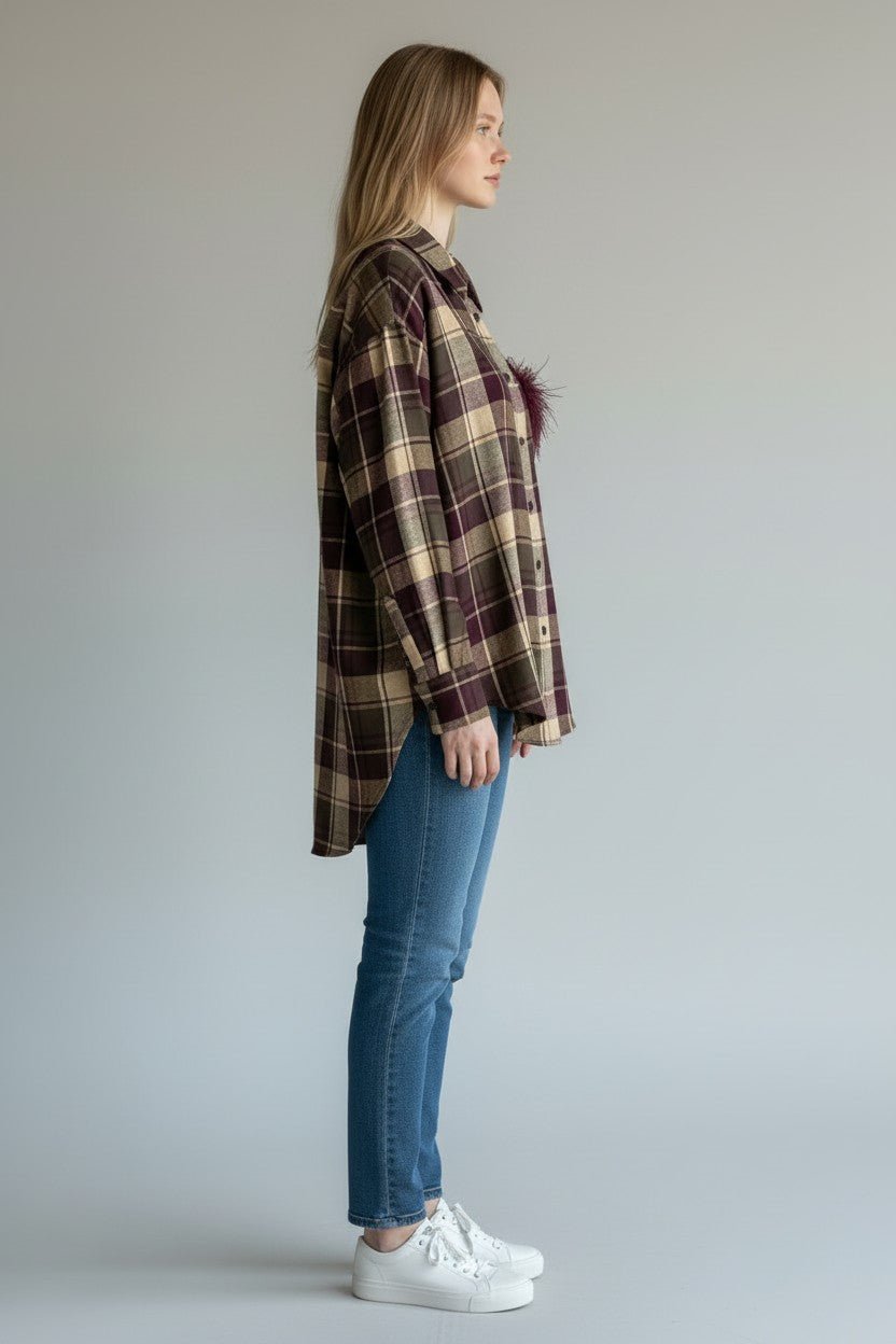 CAMICIA QUADRO CON PIUME MOTEL - XE BLU Abbigliamento Donna
