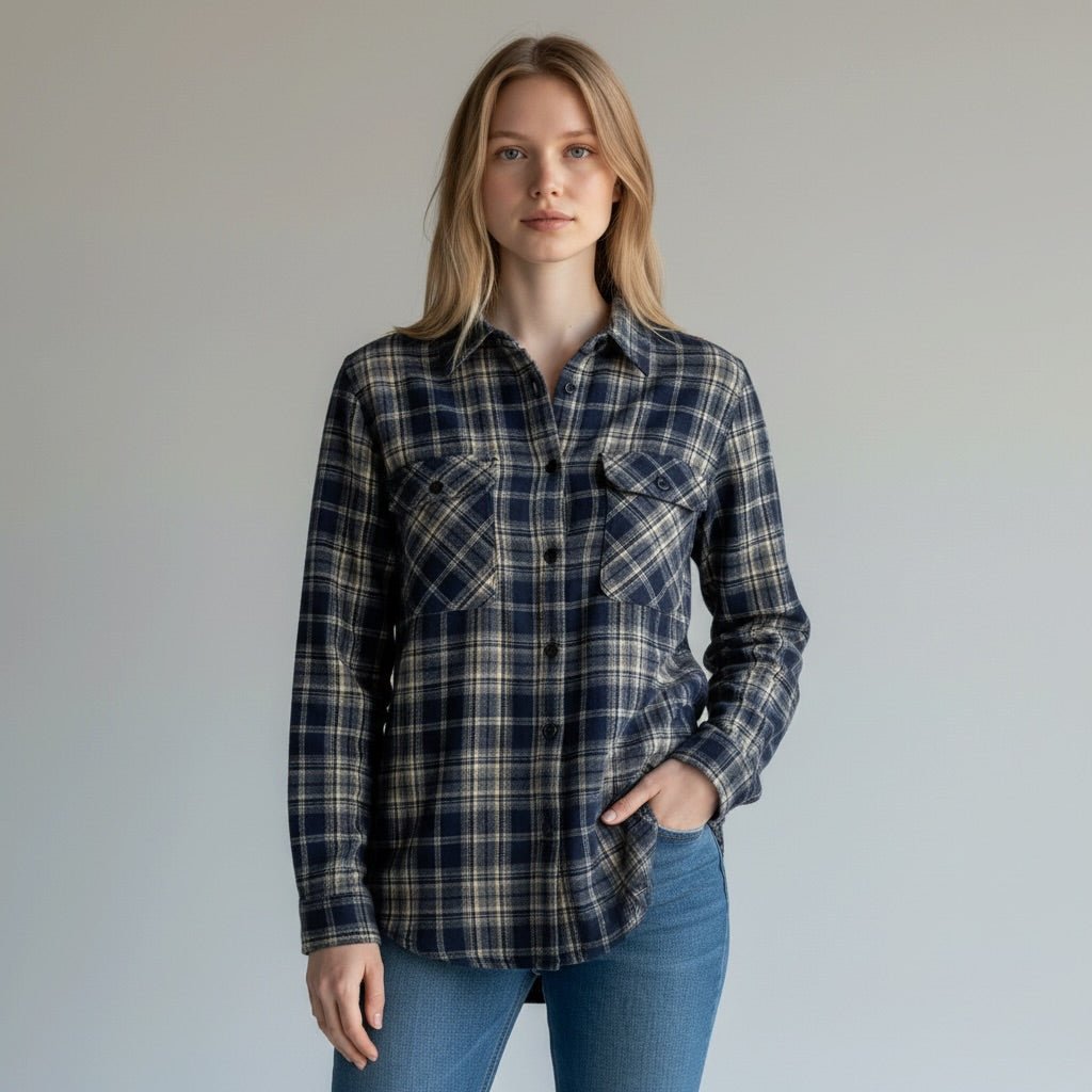 CAMICIA QUADRO CON TASCHE SUSY MIX - XE BLU Abbigliamento Donna