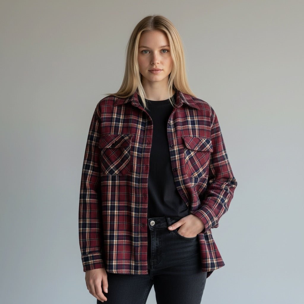 CAMICIA QUADRO CON TASCHE SUSY MIX - XE BLU Abbigliamento Donna