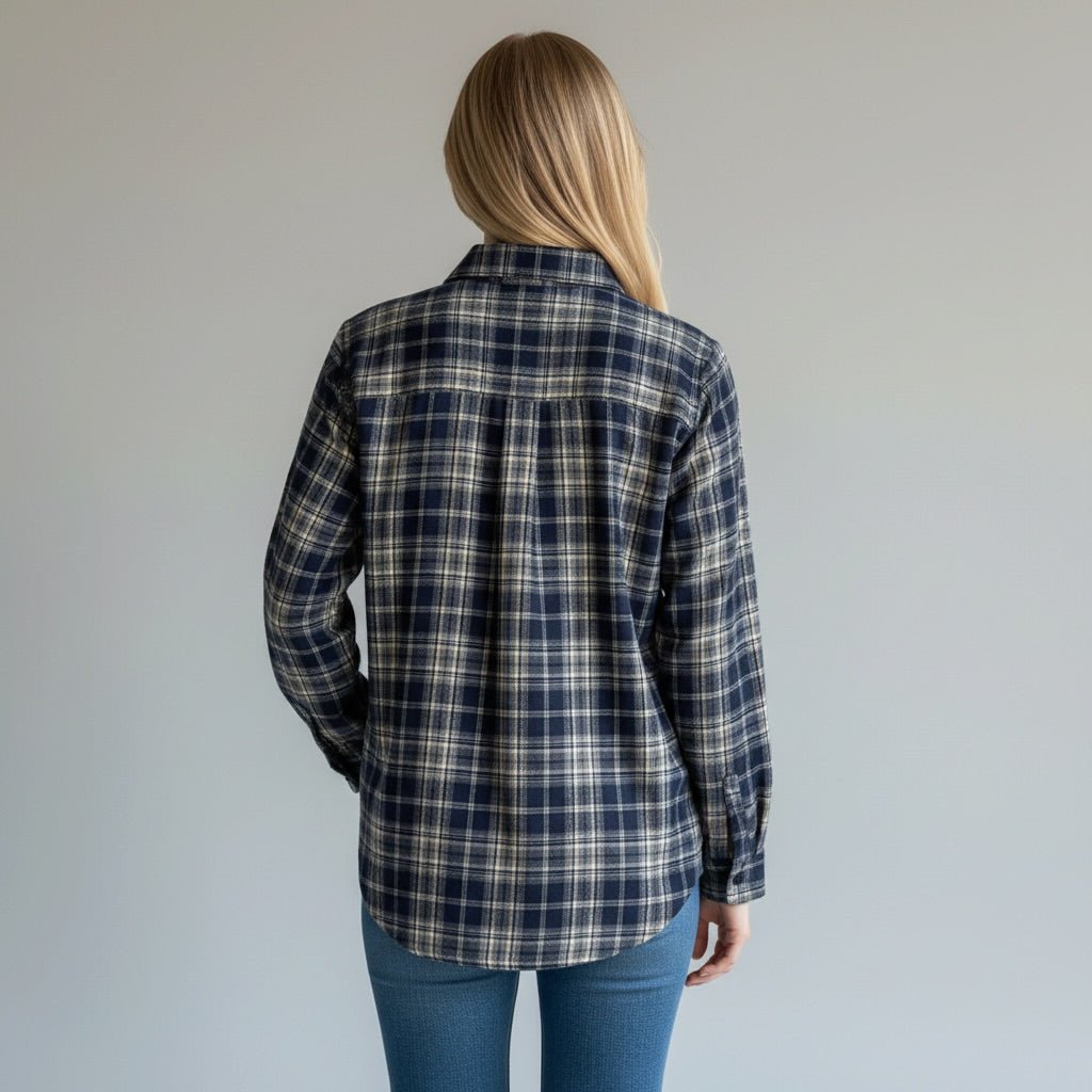 CAMICIA QUADRO CON TASCHE SUSY MIX - XE BLU Abbigliamento Donna