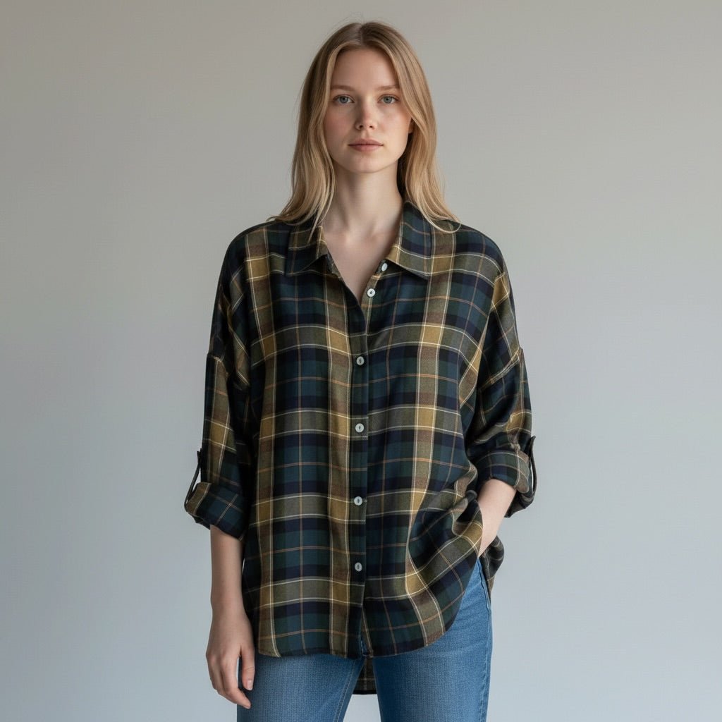 CAMICIA QUADRO FLUIDA SUSY MIX - XE BLU Abbigliamento Donna