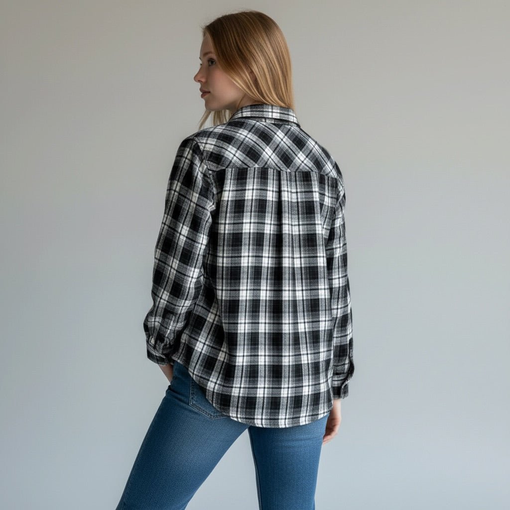 CAMICIA QUADRO TASCA PAILLETTES SUSY MIX - XE BLU Abbigliamento Donna