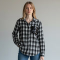 CAMICIA QUADRO TASCA PAILLETTES SUSY MIX - XE BLU Abbigliamento Donna