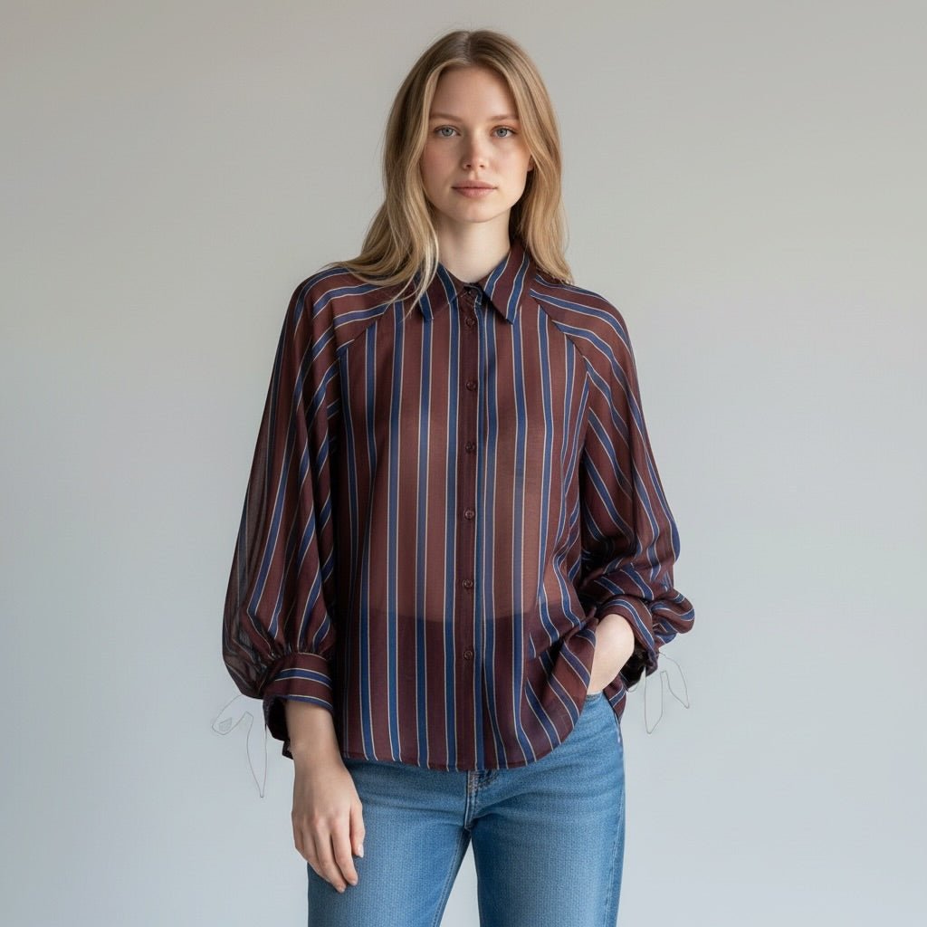 CAMICIA RIGATA CON MANICA AMPIA DIXIE - XE BLU Abbigliamento Donna
