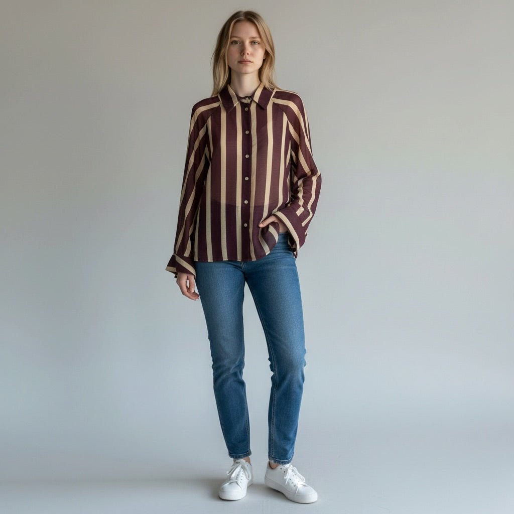 CAMICIA RIGATA CON MANICA AMPIA DIXIE - XE BLU Abbigliamento Donna