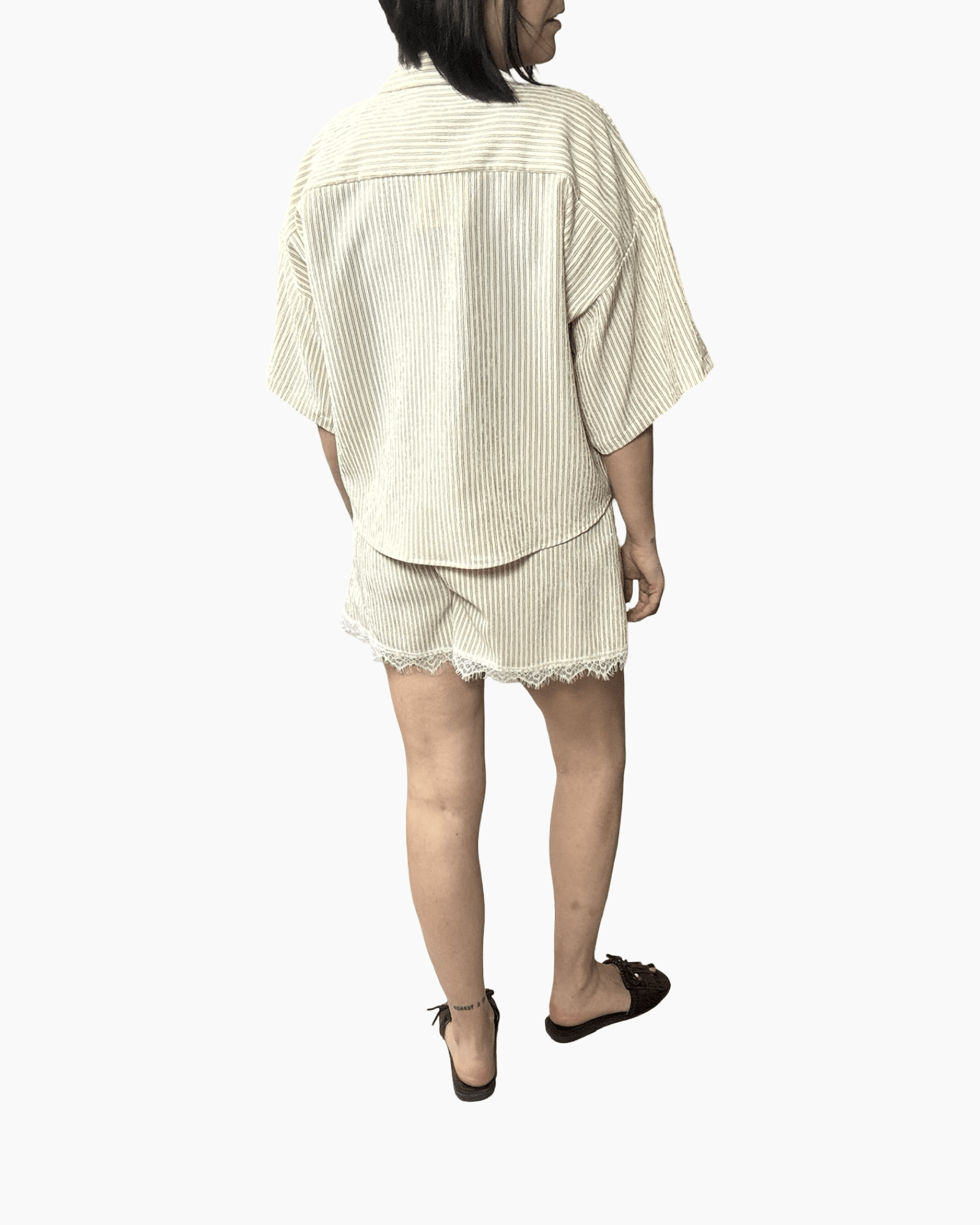 CAMICIA RIGATA CON TASCHINA IN PIZZO VICOLO - XE BLU ABBIGLIAMENTO