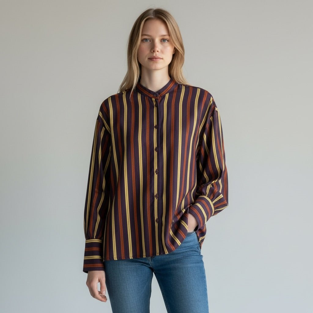 CAMICIA RIGATA MULTICOLOR SUSY MIX - XE BLU Abbigliamento Donna