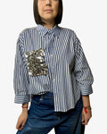 CAMICIA RIGATA TASCA PAILLETTES MOTEL - XE BLU ABBIGLIAMENTO
