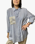 CAMICIA RIGATA TASCA PAILLETTES SUSY MIX - XE BLU ABBIGLIAMENTO