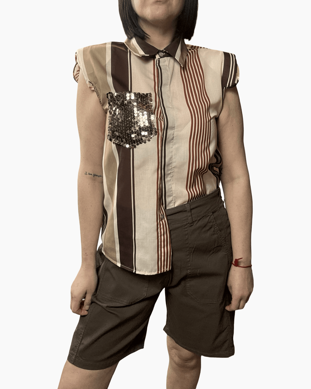 CAMICIA RIGATA TASCA PAILLETTES VICOLO - XE BLU ABBIGLIAMENTO